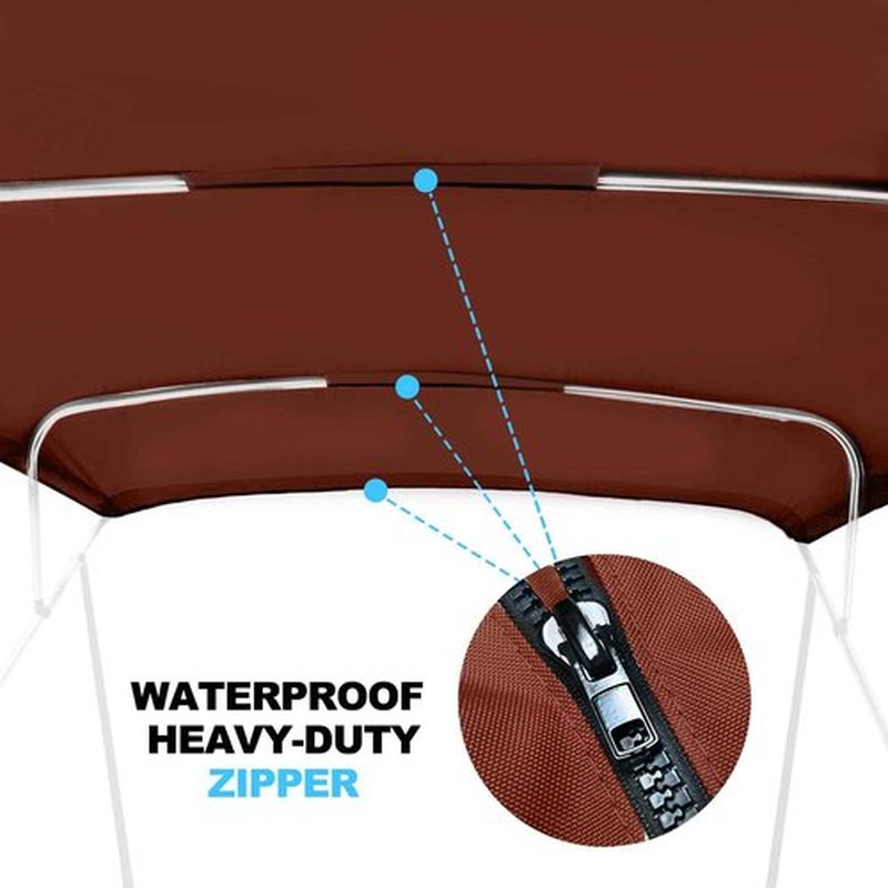 Fuprosico Bimini Top Replacement Canvas with Light Hole for Boat, 4 Bow 8L 73-78W Bimini Top Cover with Storage Boot, 900D Heavy Duty Waterproof Marine Polyester, Without Frame, Burgundy