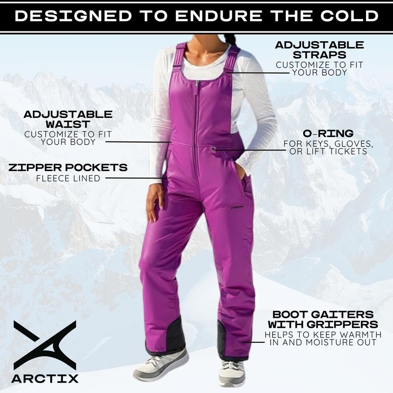 Arctix Women's Insulated Ski Bibs - Water Resistant Snow Pants for Skiing & Snowboarding | Comfortable Fit