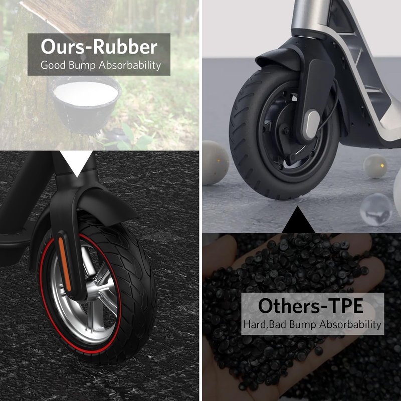 Cooryda 60/70-6.5 Scooter Tire, 10x2.50 Solid Scooter Tire 10 inch Electric Rubber Tubeless Scooter Wheels for Ninebot G30 Max/G30D 10x2.5 Front or Rear Replacement Solid Tires 2pc Red
