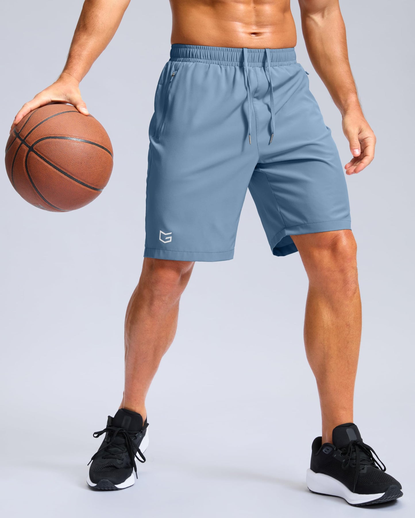 G Gradual Men's Athletic Running Shorts with Zipper Pockets Quick Dry 7"/ 5"/ 9" Workout Gym Shorts for Basketball Hiking(Federalblue,9L-New)