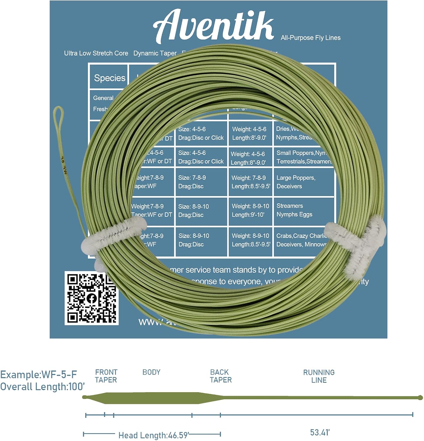 All-Purpose Fly Line - Floating Trout Fishing Line with Welded Loop | 100FT Weight Forward