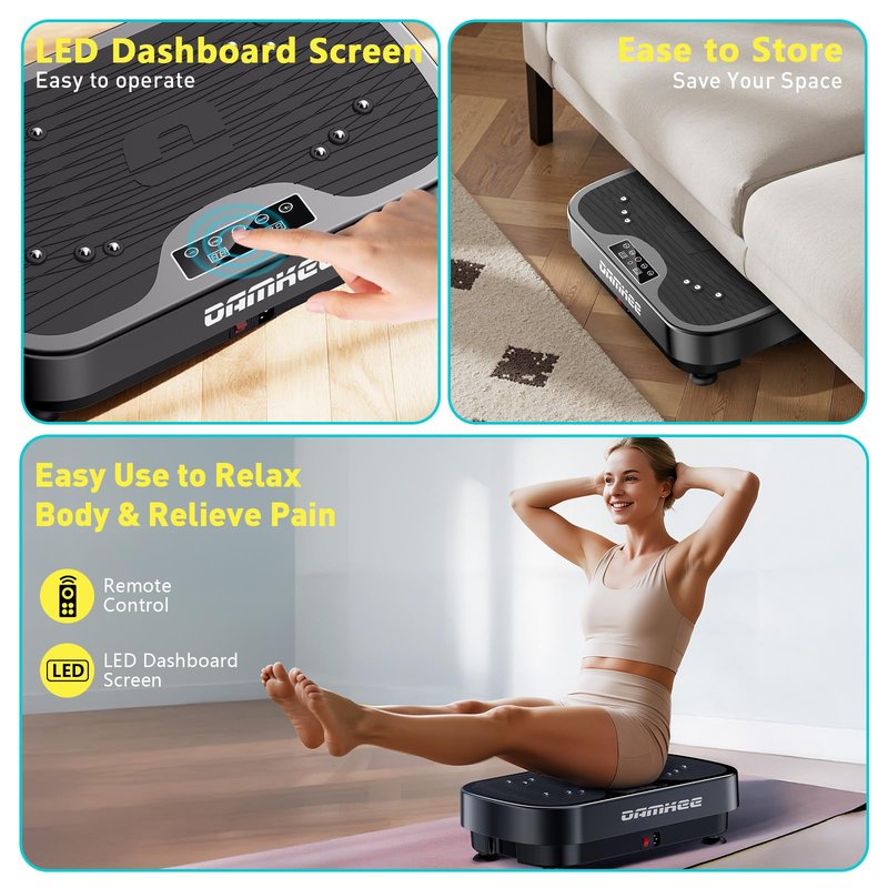 Vibrating Board Exercise Machine, 9 Modes Vibration Platform for Lymphatic Drainage, 3D Upgraded Vibrating Board for Weight Loss, Home Body Fitness Equipment (Purple) (White)