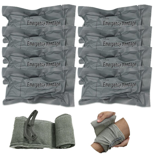 Upgrade Israeli Style Emergency Bandage, 8Pack 6 Inch Compression Bandage for Emergency Wound Dressing, First Aid and IFAK Trauma Military (6Inch-8Pcs)