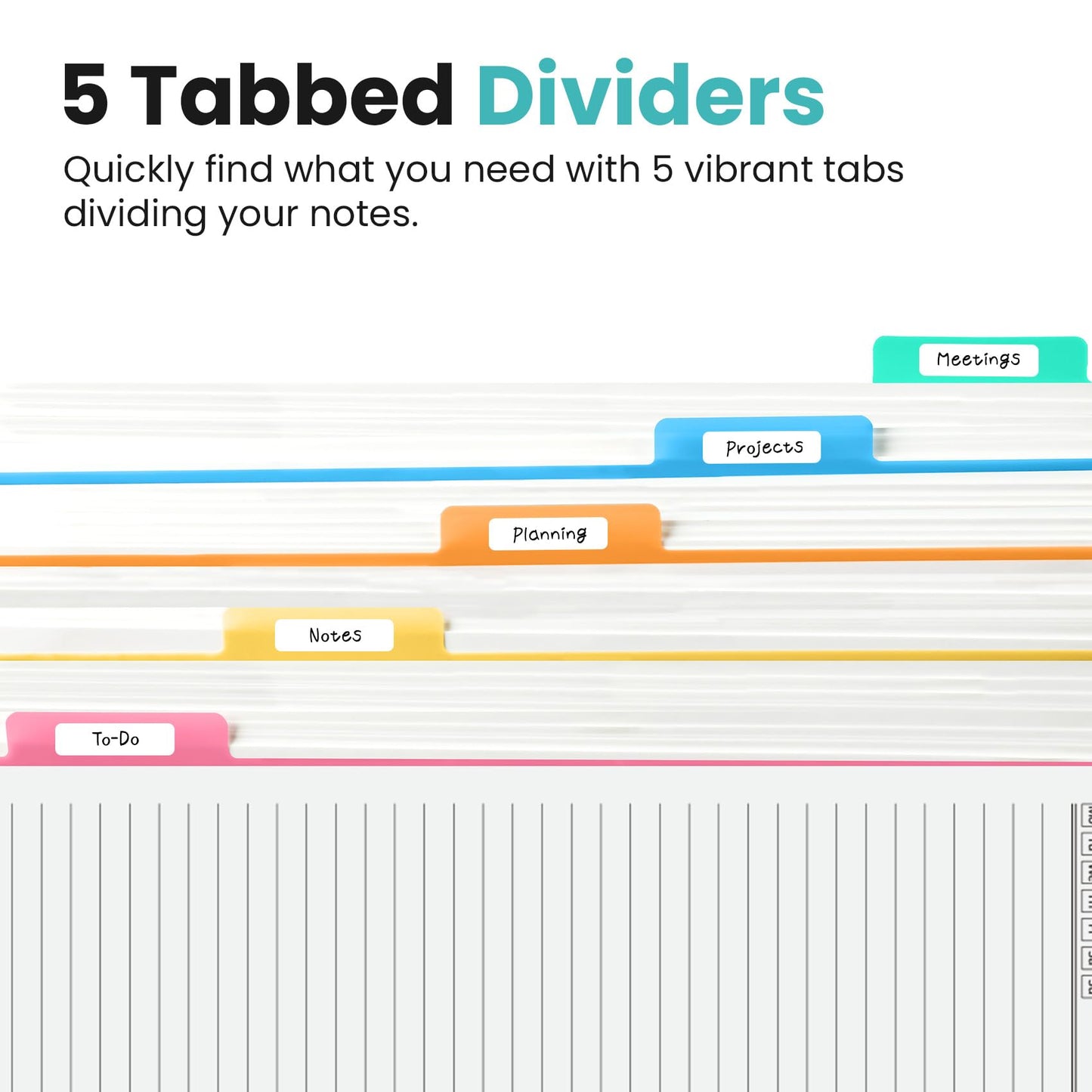 Hardcover Spiral Journal Notebooks for Work With Removable Dividers & Tabs, 8.5"x11" 5 Subject Notebook for Note Taking & Organizer, A4 College Ruled Lined Journal for Women & Writing, Aquamarine, 280 Pages