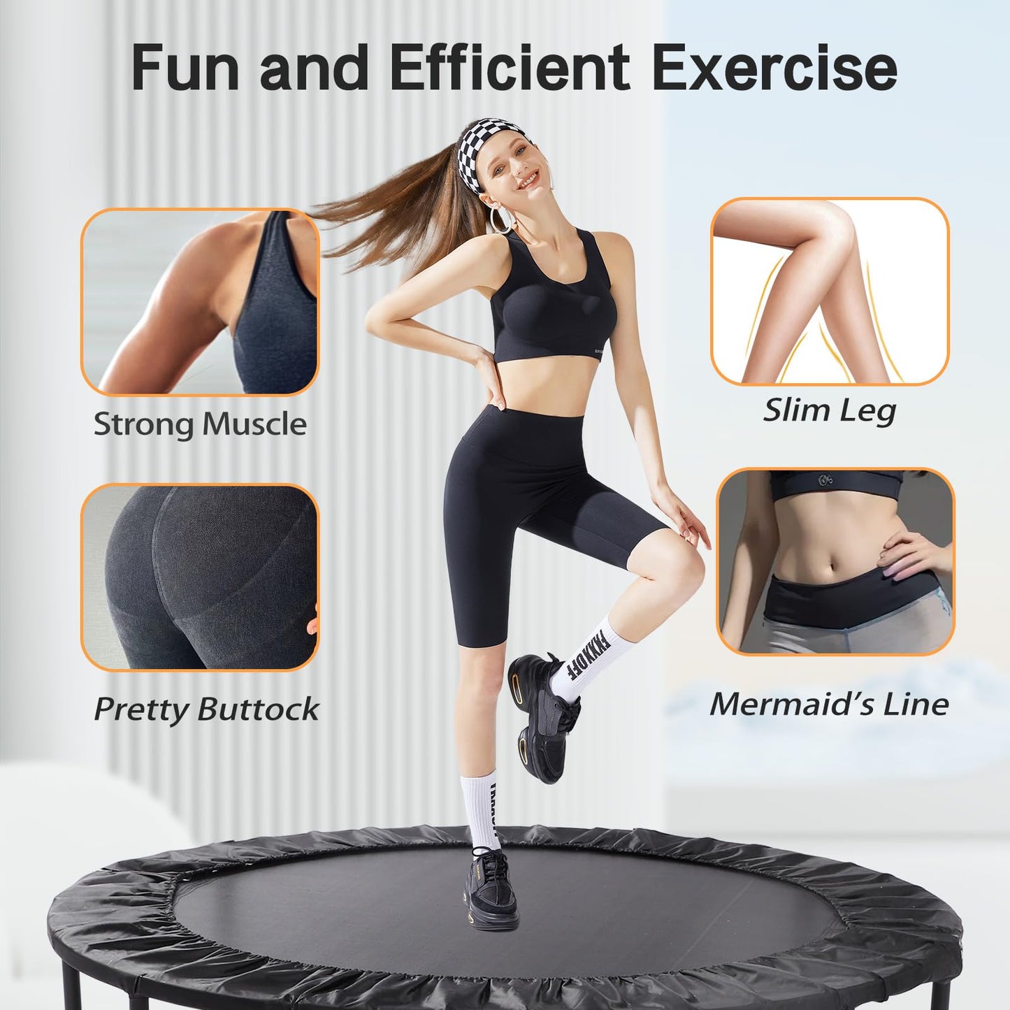 50 inch Rebounder Trampoline for Adults,Mini Trampoline for Adults Fitness, Portable Indoor/Outdoor Foldable Rebounder