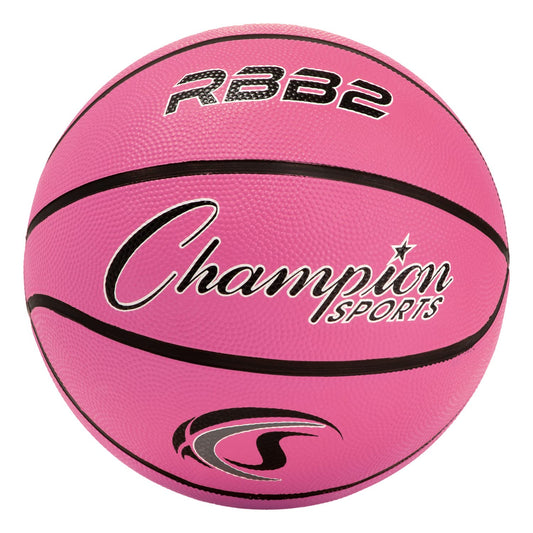 Champion Sports Rubber Junior Basketball, Heavy Duty - Pro-Style Basketballs, and Sizes - Premium Basketball Equipment, Indoor Outdoor - Physical Education Supplies (Size 5, Pink)