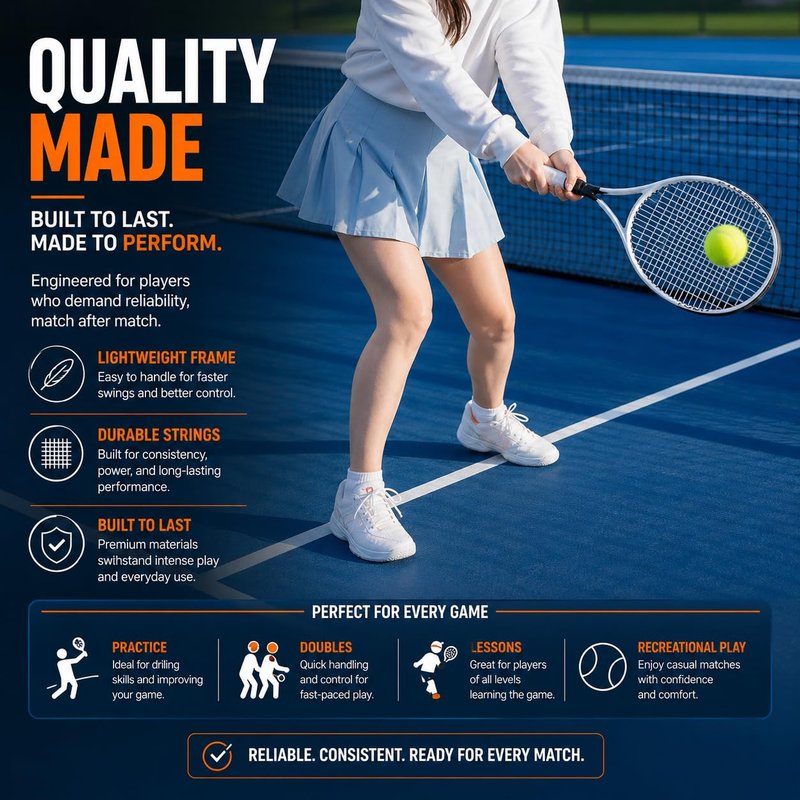 Strena Tennis Racket Set for Adults (2 Pack) – 27” Lightweight Recreational Racquets with Carry Bag – 4 1/4 Grip – Beginner & Casual Play