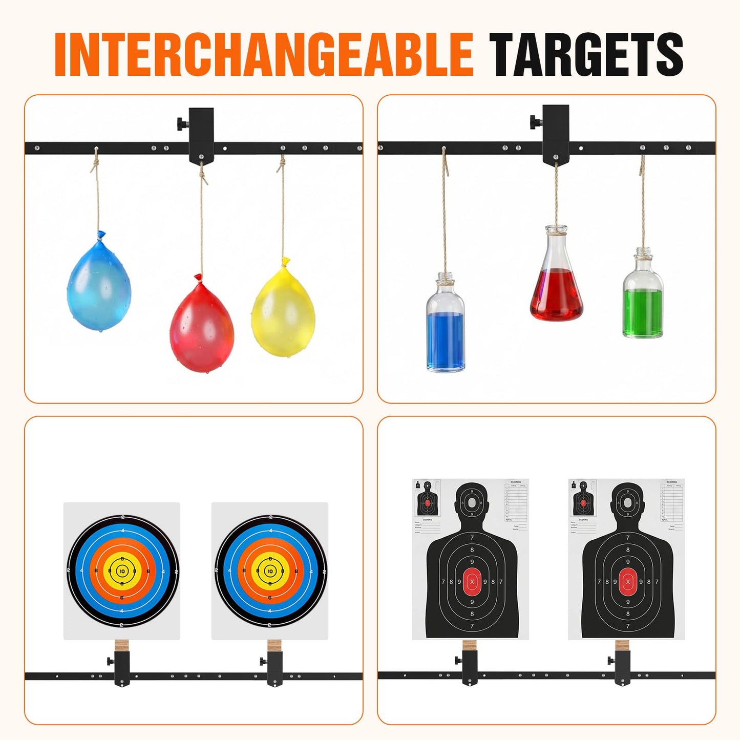 AR500 Steel Target Stand System Kit, 3/8" Thick 4", 6", 8", 7"x12" Steel Targets, Height Adjustable 35-65 Inch for Outdoor Shooting