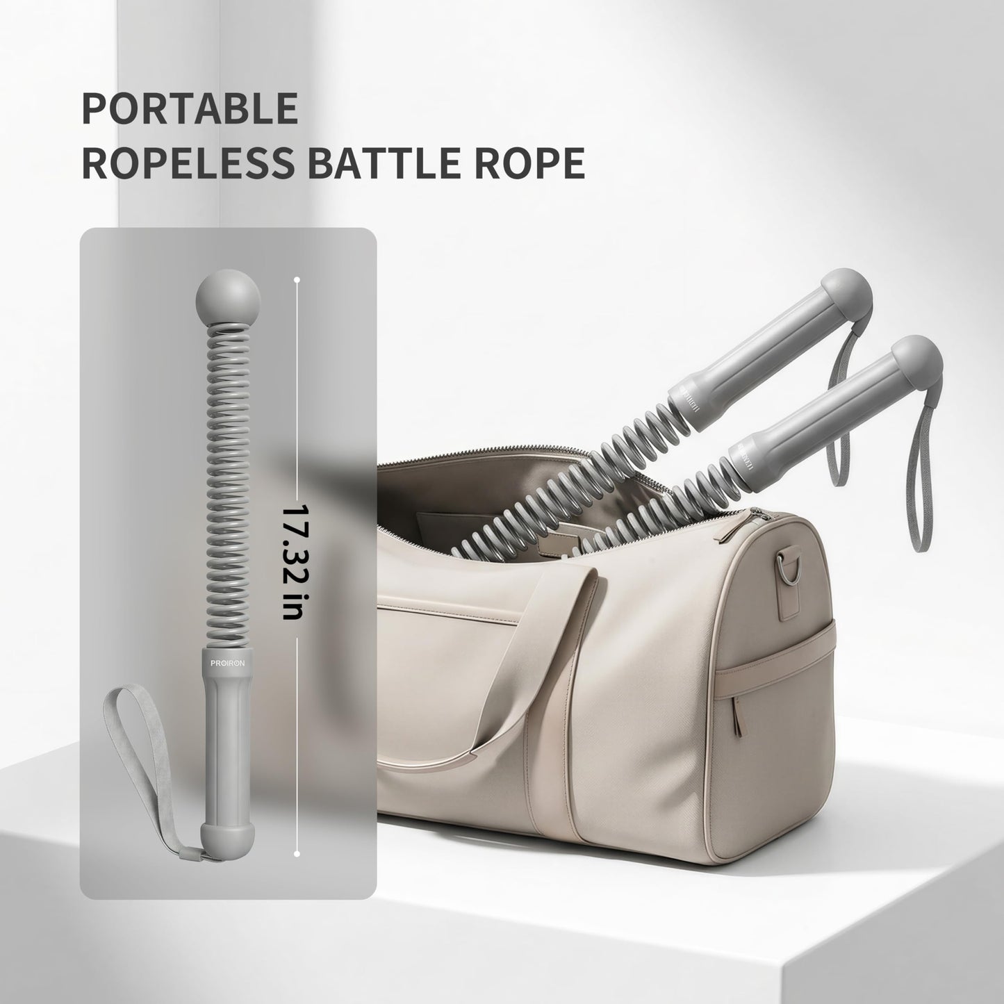 PROIRON Cordless Battle Rope Weighted Ropeless Battle Ropes for Home Gym Workout Exercise Rope for HIT Training Rope for Men & Women Grey