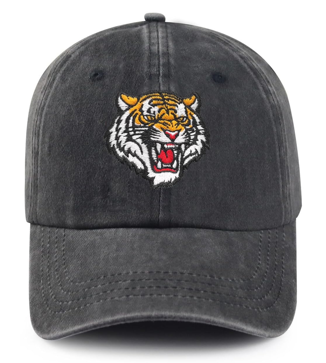 Tiger Embroidered Hat for Men Women Dad Hat Baseball Cap Adjustable Unisex Black