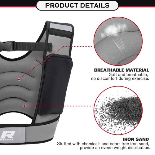 RitFit Weighted Vest, 4lb/8lb/10lb/12lb/15lb/20lb Weight Vest with Reflective Stripes, Weight Vest Adjustable for Women and Men Workout, Strength Training, Running, Fitness, Jogging, Walking