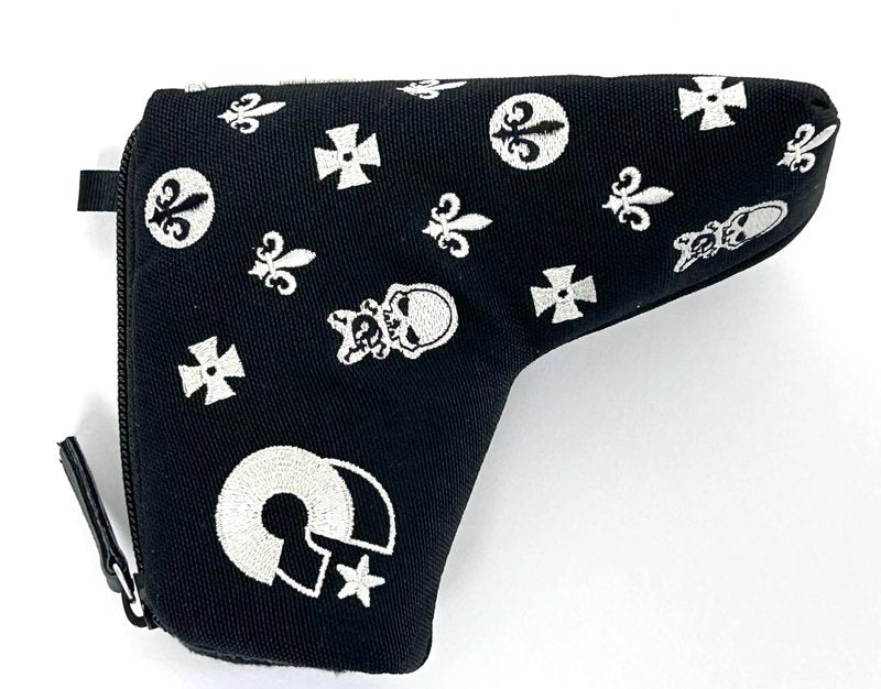 comocome Golf Putter Headcover Blade Style Zipper Closure Synthetic Leather Luxurious Embroidery Lining with Plush Cushion Fits Scotty Cameron Taylormade Odyssey Ping (Black and Baby Skull)