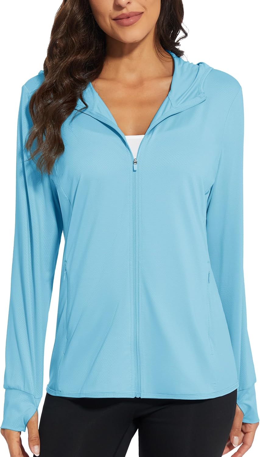 Lightweight Women's Full Zip Hoodie - UPF 50+ Sun Protection for Workouts