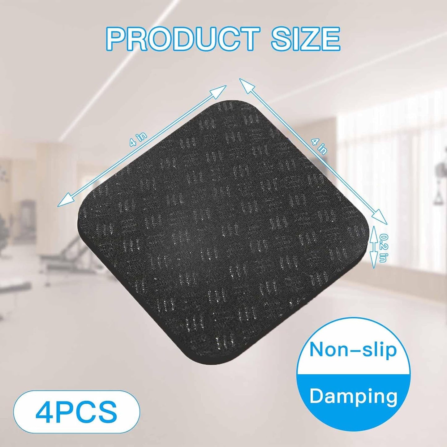 Non-Slip Treadmill Mat - High Density Silicone Anti-Vibration Pad for Exercise Equipment | 4x4 Inch Size