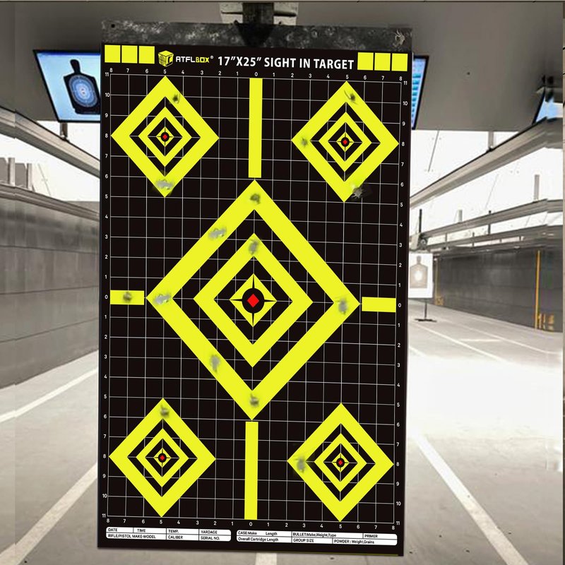 Atflbox Sight in Shooting Range Paper Target, 17X25 Inch High Visibility Target Paper for Indoor and Outdoor Shooting Practice, Suitable for Handgun, Pistol, Rifle, Airgun, Pellet BB Gun (50 Pack)
