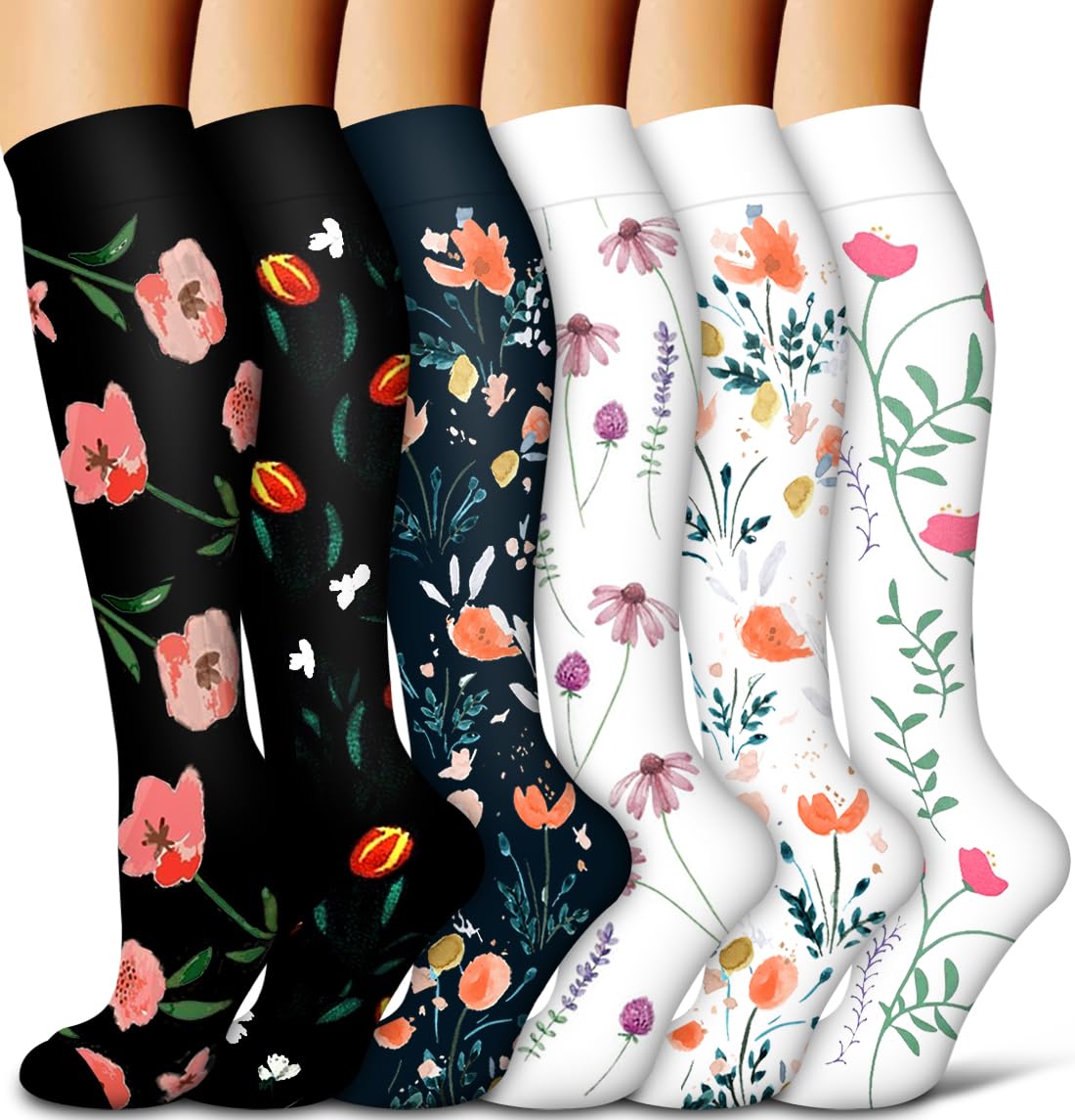 COOLOVER Copper Compression Socks for Women and Men(6 Pairs)-Best Support for Running, Athletic, Travel