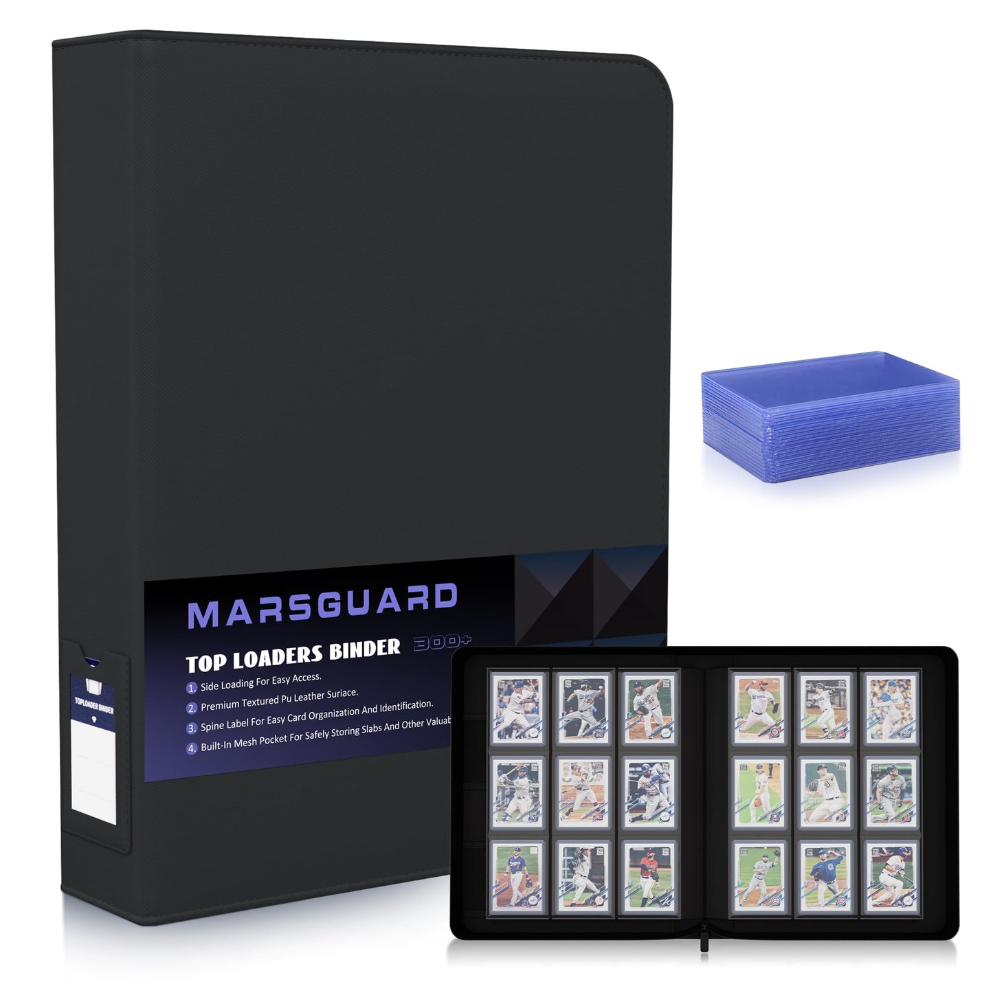 9 Pocket Top Loaders Trading Card Binder for 324 Cards Premium Zip Card Book Holder Label Design Card Binder for Trading Cards Intended For YuGiOh Sports Cards TCG MTG Game Cards(Black)