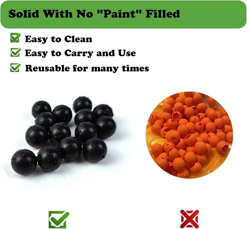 50 Cal Ammo Balls - Solid Nylon Projectiles for Umarex T4E TR50 HDP50 HDR50 | Reusable Black Training Balls