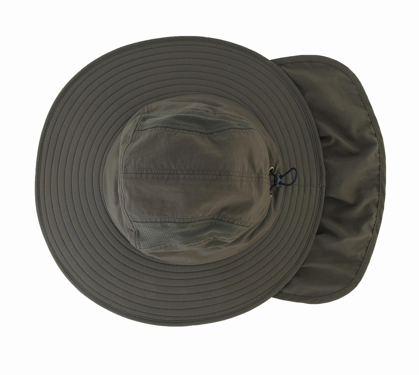 Home Prefer Mens UPF 50+ Sun Protection Cap Wide Brim Fishing Hat with Neck Flap (Army Green)