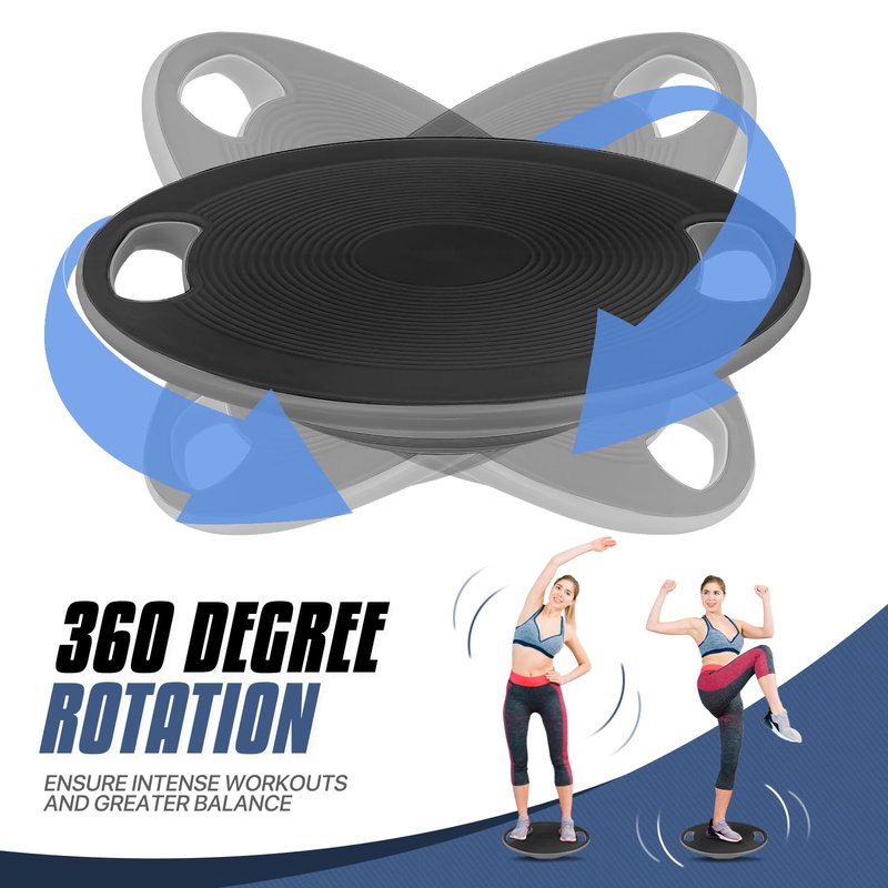 MADOG Wobble Balance Board for Adults, 15.5" TPR Non-slip Surface with Handle for Workout Core Trainer Physical Therapy, Home Gym Stability Board, Black