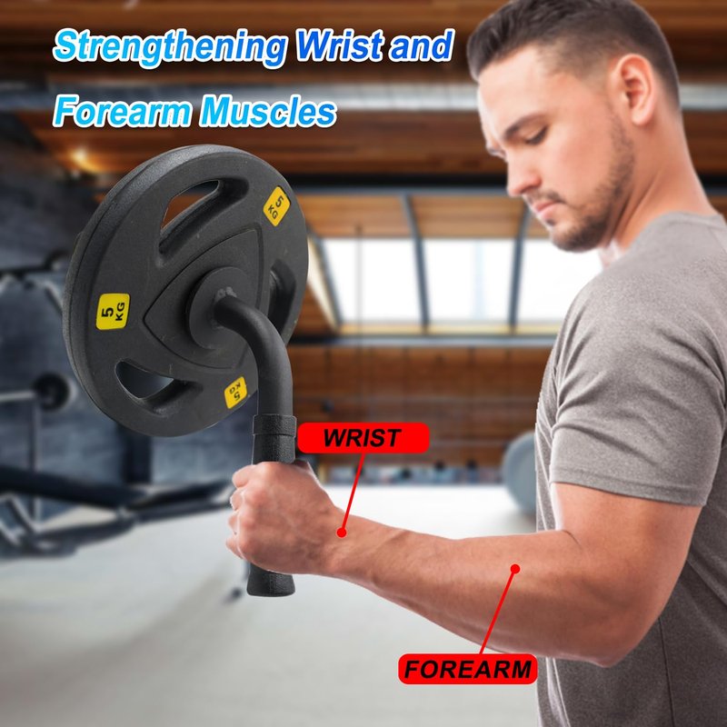 Wrist Forearm Strengthener Fits 2 Inch Weight Plates, Arm Wrestling Hammer Bar with Barbell Clamp, Heavy-Duty Wrist Strength Equipment for Grip and Forearm Workout