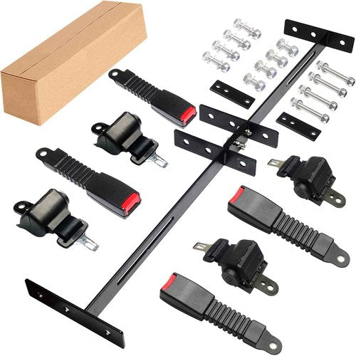 AIWEILUCK Golf Cart Retractable 4 Passengers 42" Seat Belts with Belt Bracket Kit for Yamaha Club Car DS Precedent EZGO TXT RXV