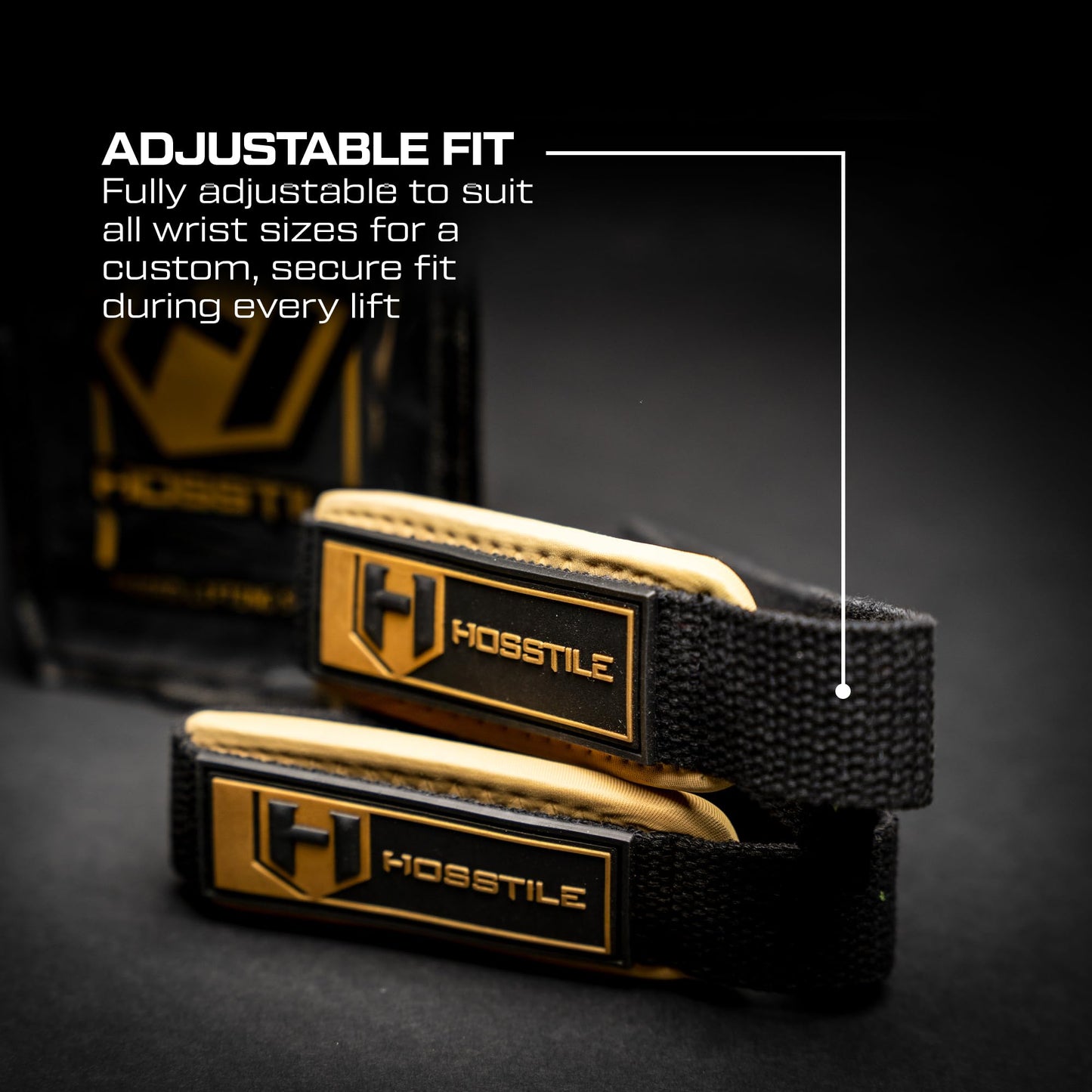 HOSSTILE Padded Lifting Wrist Straps (Pair) - Reinforced Support for Powerlifting, Bodybuilding, Gym Workouts, Strength Training, Deadlifts & Fitness Workouts - Extra Long, Durable, Adjustable
