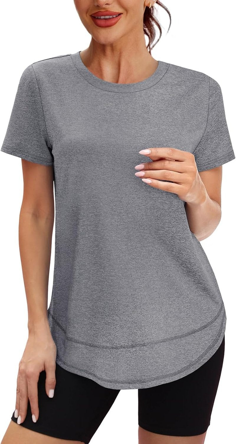 Womens Workout Tops - UPF 50+ Sun Protection Short Sleeve Shirts | Quick Dry Hiking & Running S-3XL