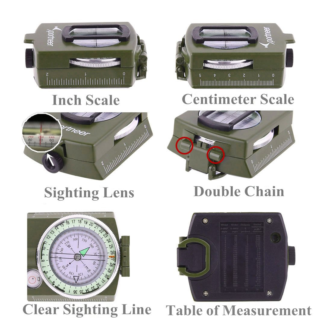 Sportneer Lensatic Military Compass, Compass for Easter Gifts, Baptism Gifts for Boys, Catholic Gifts for Men, Camping Survival Compass with Carry Bag for Hiking Hunting Outdoor