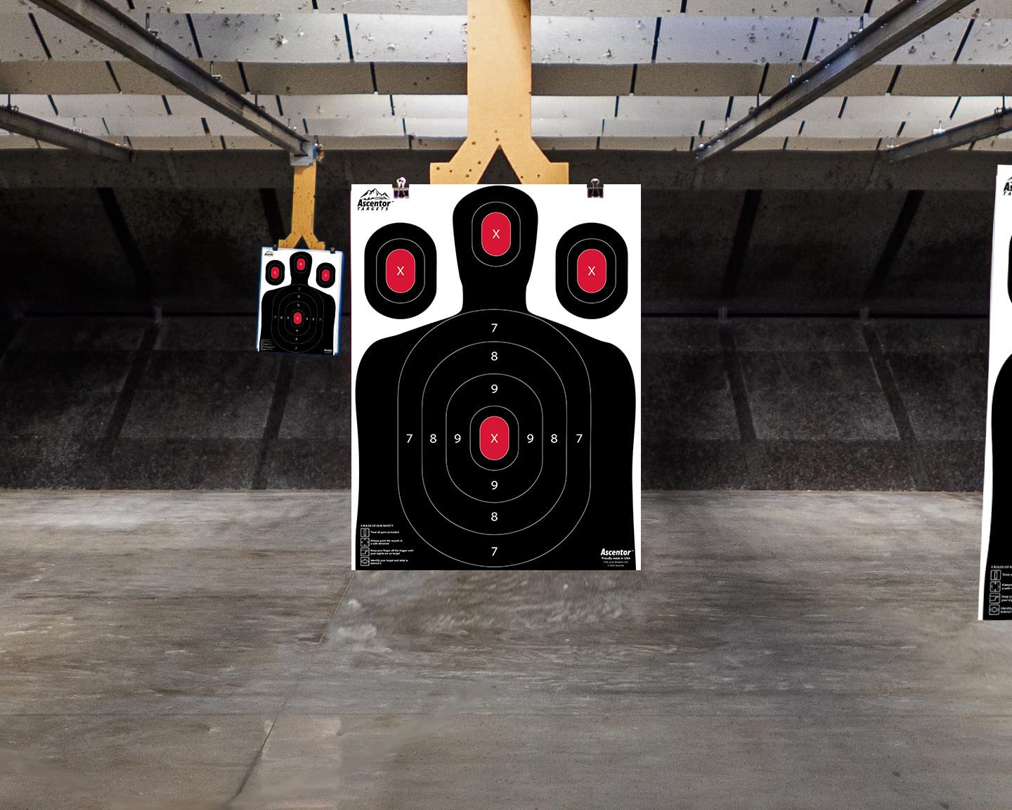Ascentor Silhouette Shooting Target - Large Size 18 x 24 - Multiple Aiming Zones - Black