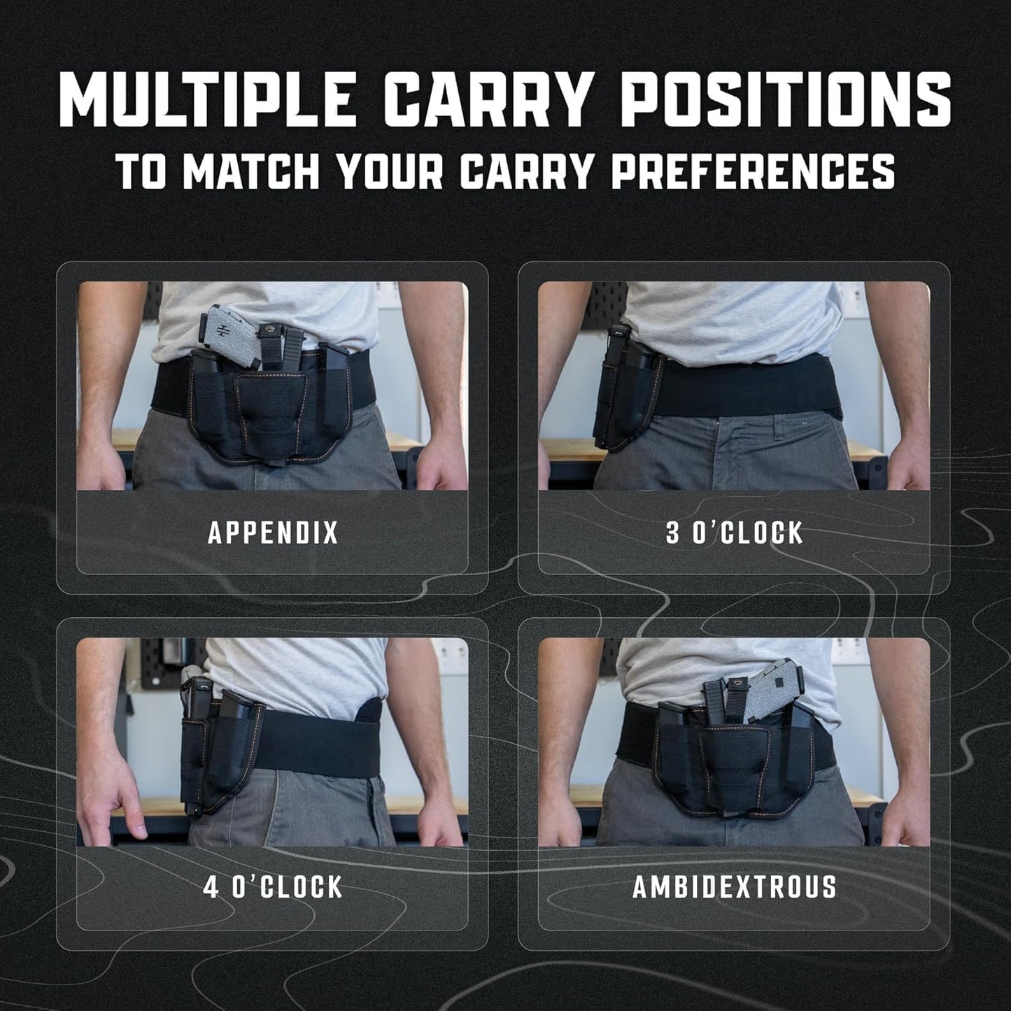 Belly Band Holster - Comfortable Concealed Carry for 99% of Handguns | Secure Fit with Built-in Mag Pouches