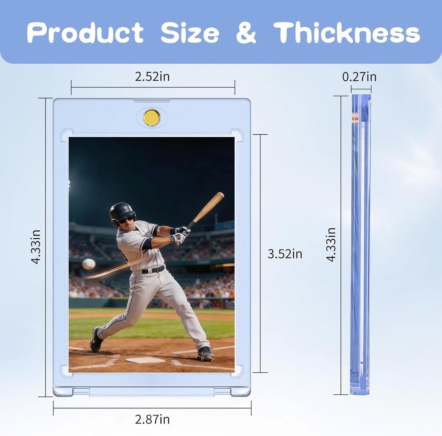 Magnetic Card Holder - 6ct One Touch U-V Protection Hard Plastic Sleeves for Trading & Sports Cards | Standard Size