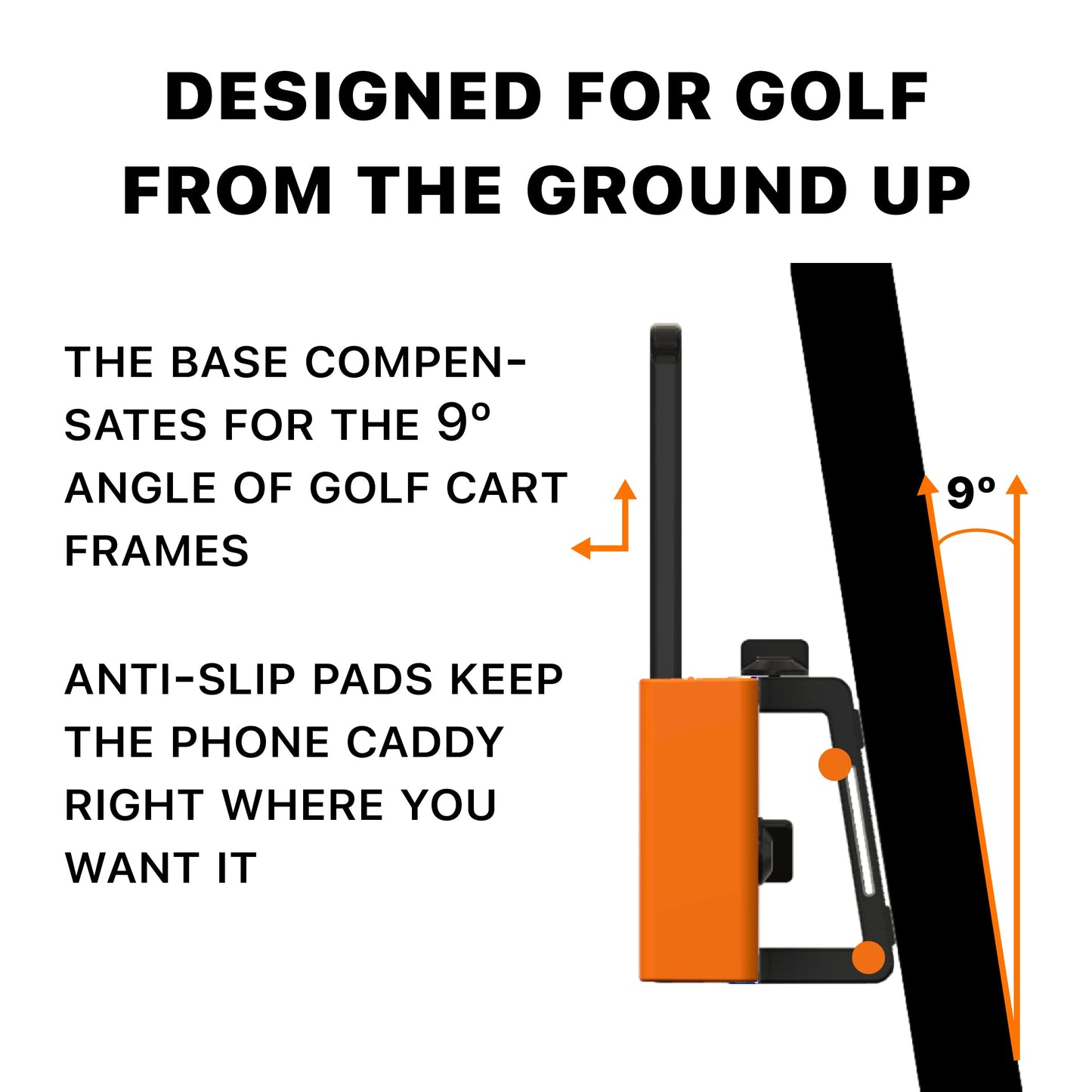 DESERT FOX GOLF Phone Caddy – American Flag Golf Cart Phone Holder – Secure Velcro Mount, One-Hand Access, Universal Fit, Patriotic Golf Accessories (Blue Line)