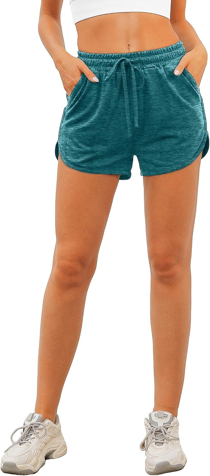 Aloodor Women's Running Dolphin Shorts - Athletic Shorts with Pockets & Adjustable Drawstring | Comfortable Fit