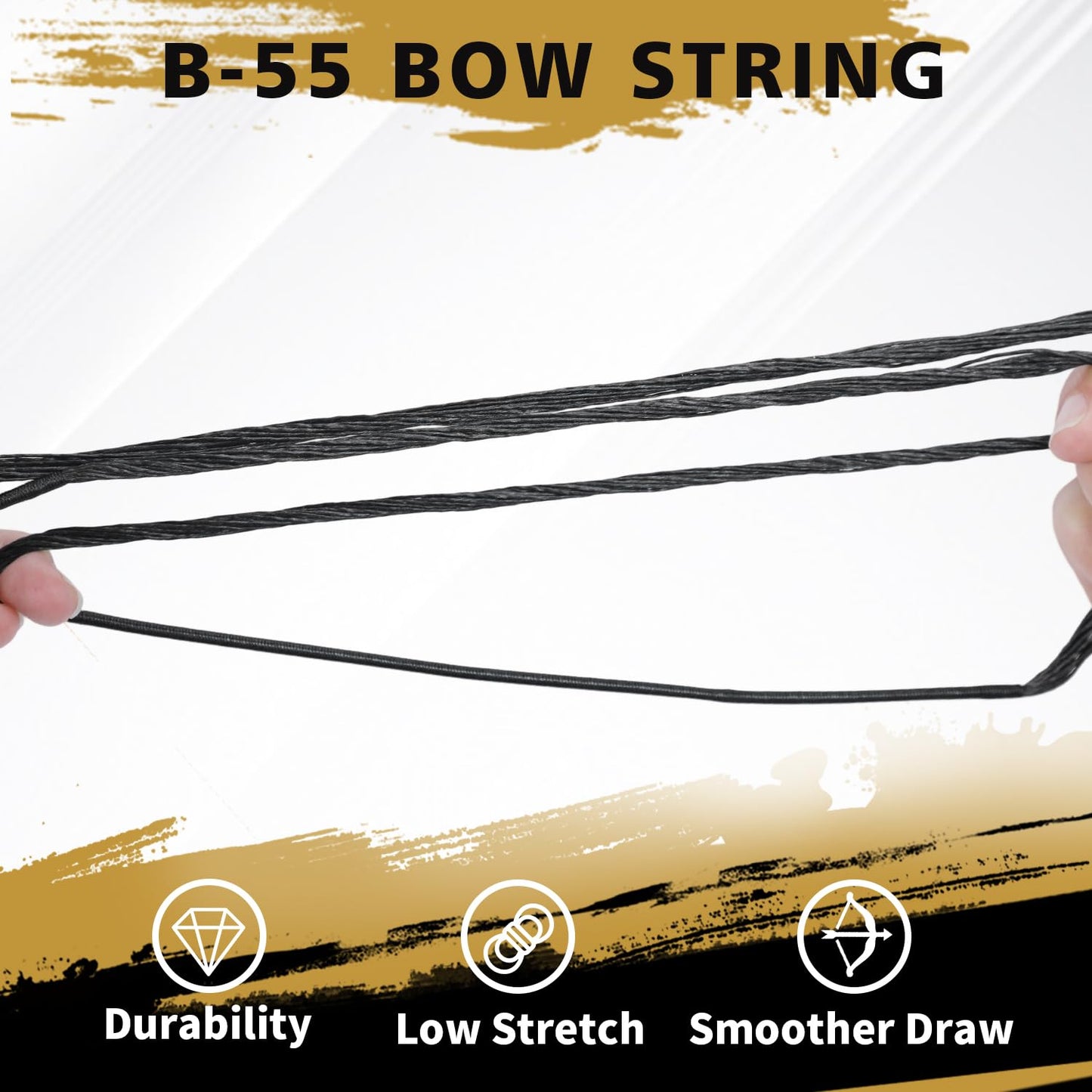 LWANO B55 Bow String,Replacement for Archery Recurve Traditional & Longbow Bowstring,12/14/16 Strands 48-70in,2 Brass Nocks Included (16 Strands (Recommended up to 65 lb), AMO 60"(Actual Length 56"))