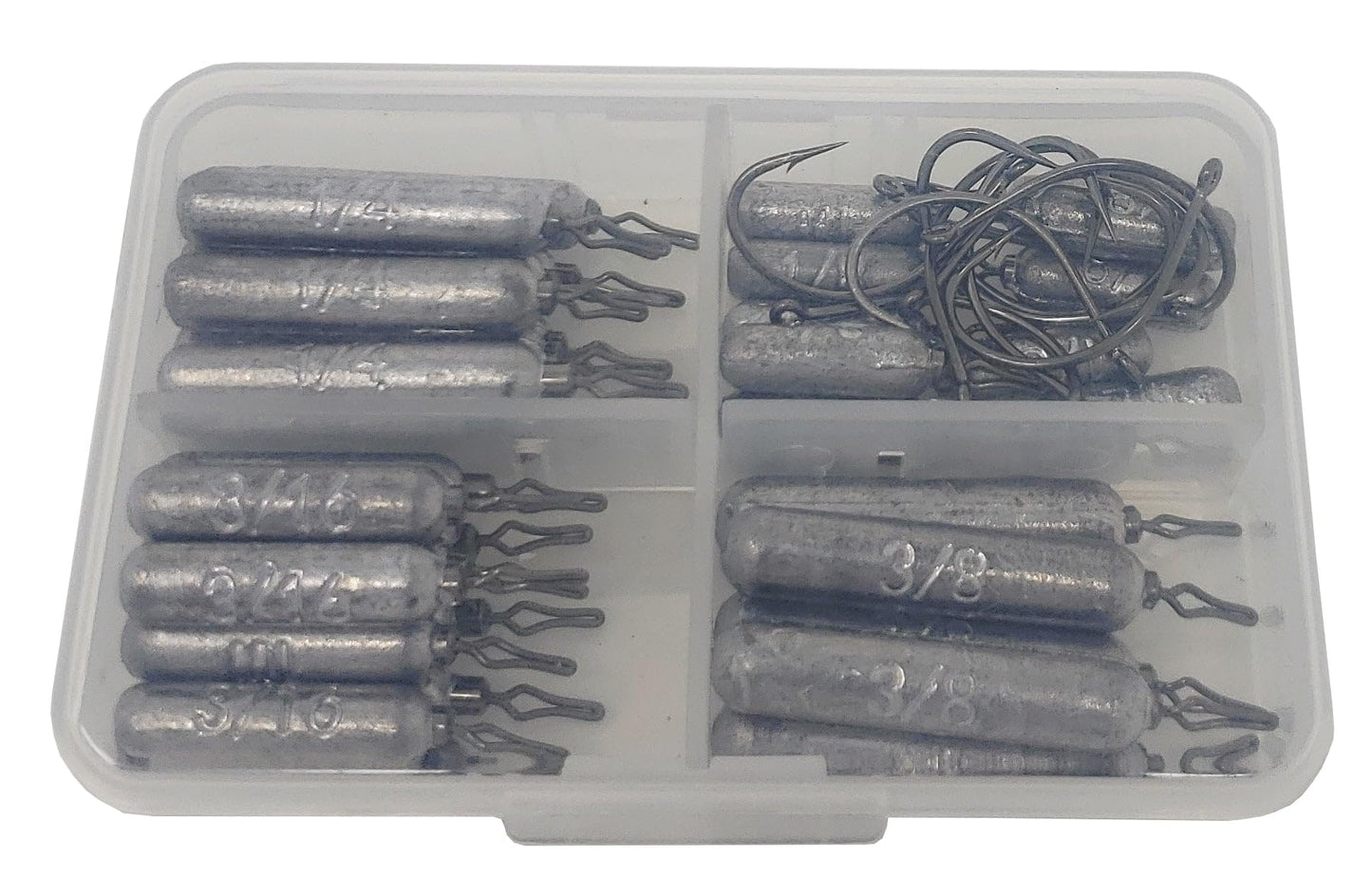 Reaction Tackle Drop Shot Weights for Bass Fishing - Skinny Pencil Sinkers for Drop Shot Rig - Freshwater and Saltwater Finesse Fishing - Silver 46 Piece Kit