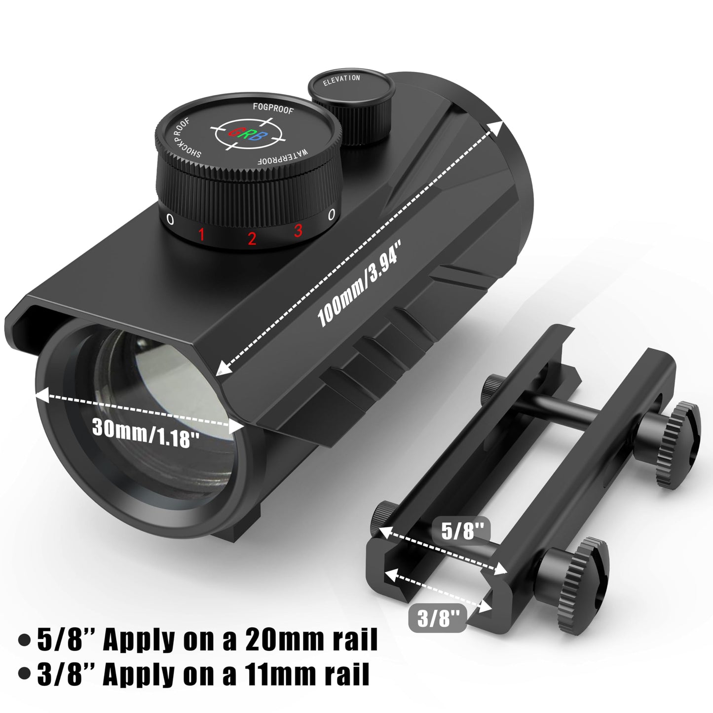 UUQ Tactical 1x30mm Reflex Green/Red/Blue 3 MOA Dot Sight with Dichroic Multi-Layer Coating, High Light Transmission Optic Lens, Dual Wide Rifle Scope,Fits 11/20mm Rail Mount
