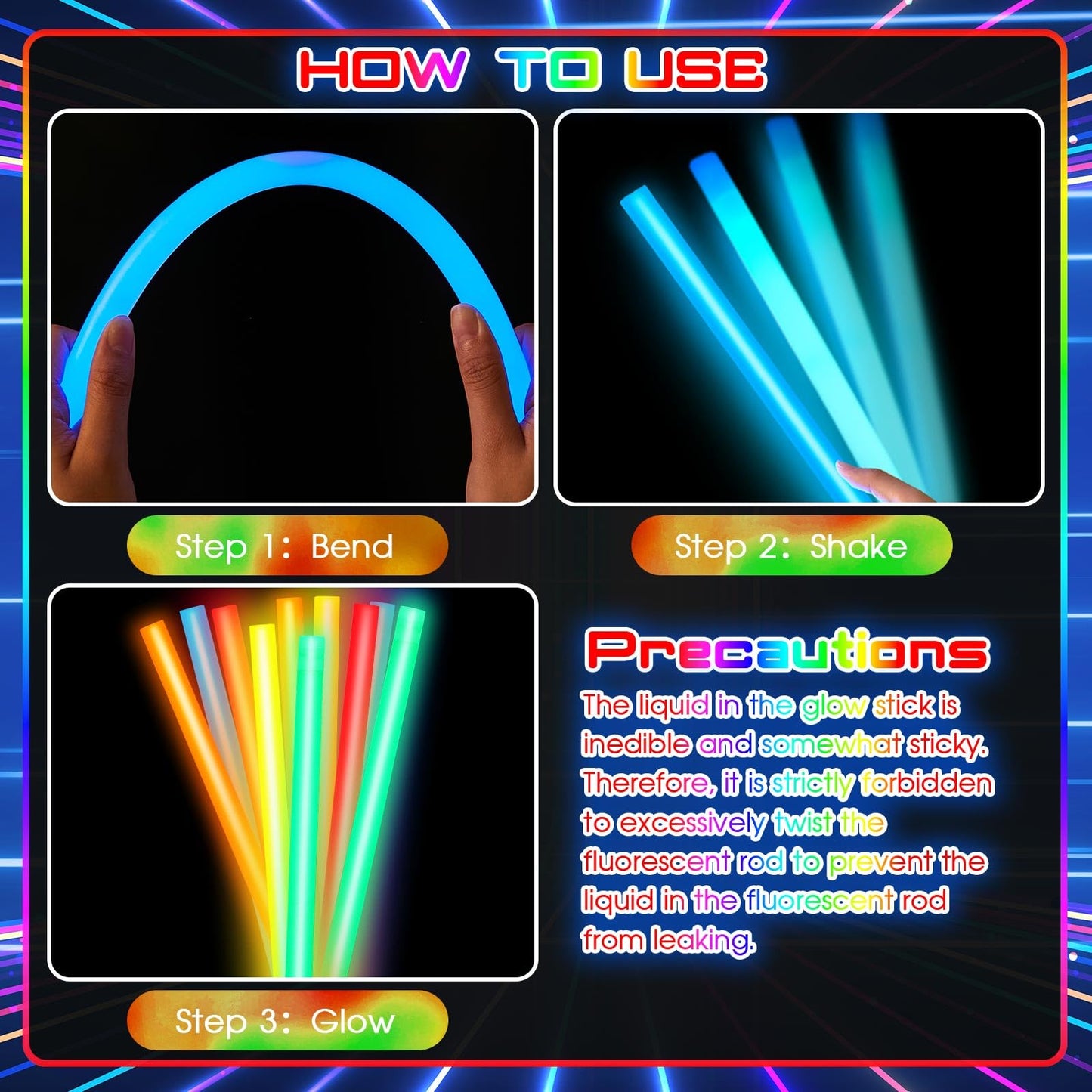 10 Pcs Jumbo Glow Sticks Available in 14 or 16 Inch Industrial Grade Glow Sticks Bulk Emergency Large Glow Sticks for Camping Accessories, Survival Kit(Red, Orange, Yellow, Green, Blue, 16 Inch)