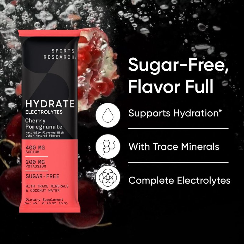 Hydrate Electrolytes Powder Packets - Sugar-Free, Naturally Flavored with Vitamins & Coconut Water - 16 Pack Variety Pack