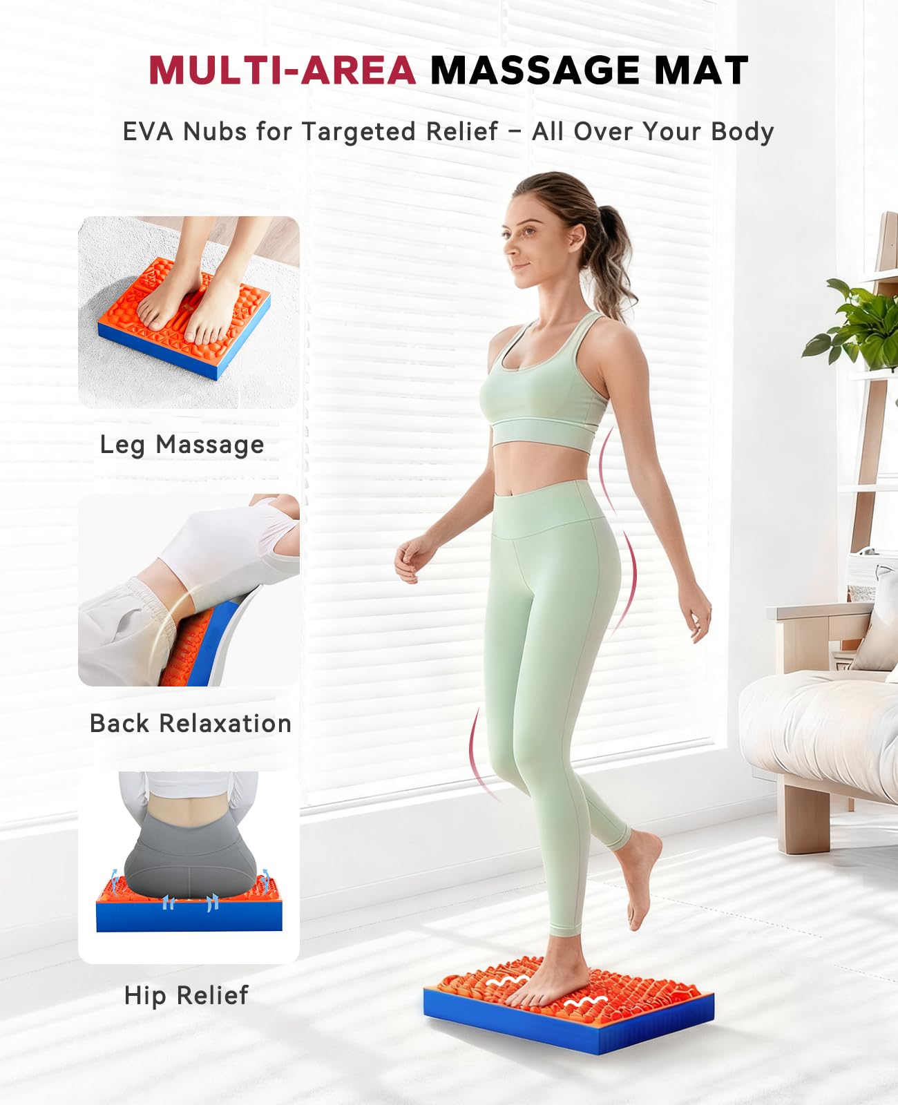 HAPBEAR Exercise Balance Pad - 15"x12" Non-Slip Textured Foam Balance Pad with 2-in-1 Stability & Massage - 2.2" Thick TPE Layer with Soft Cushioning + EVA Massage Layer for Physical Therapy, Core Training & Massage