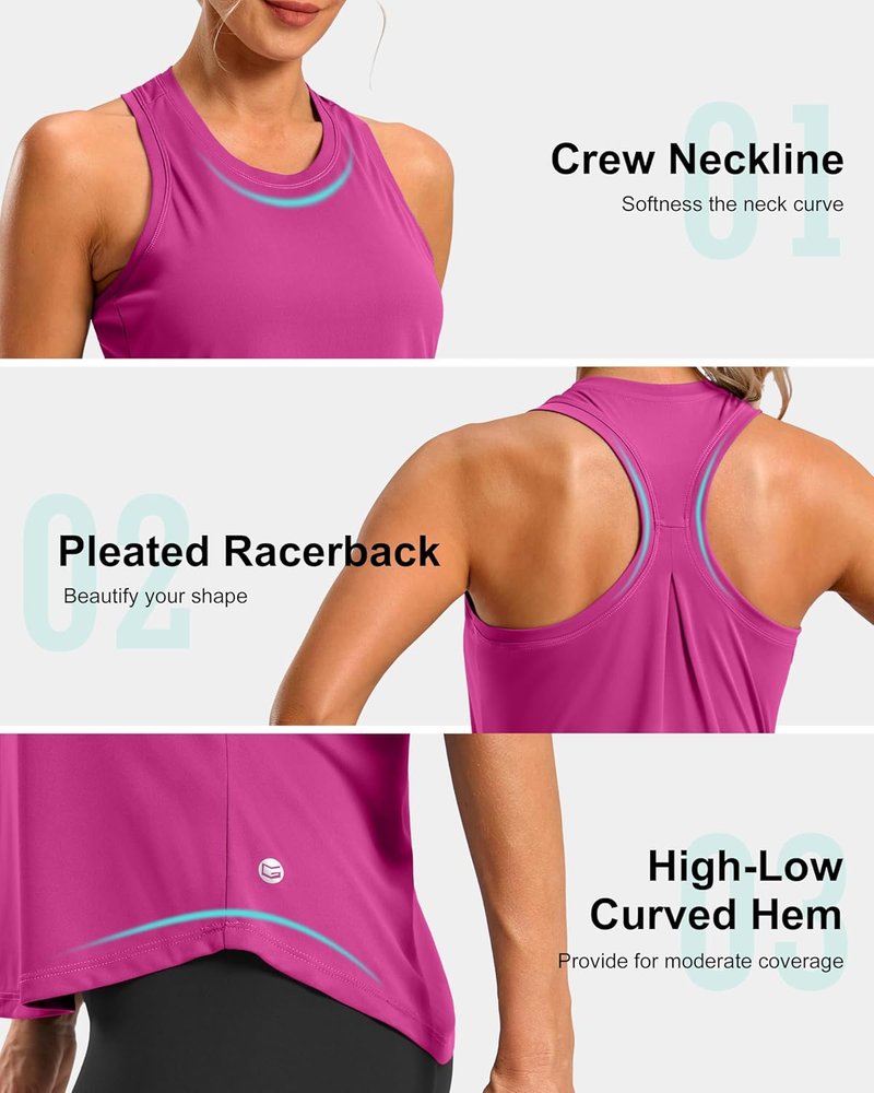 Women's Racerback Yoga Tank Tops - Loose Fit Athletic Sleeveless Running Shirts for Gym Workouts