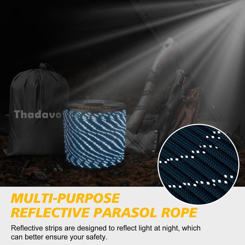 Reflective Paracord Rope - 850lb Heavy Duty 11 Strand Parachute Cord | 1000ft Blue for Camping, Hiking & DIY Crafts