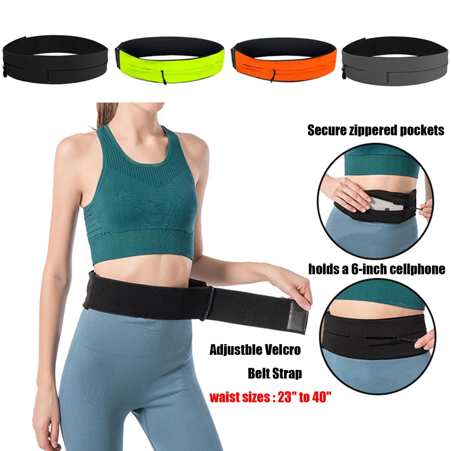 AnsrJ Adjustable Running Belt, Runners Fanny Pack for Women & Men.hidden money belt for travel. Slim Thin Elastic Waistband.Workout Fitness Exercise Gym Phone Holder Belt.