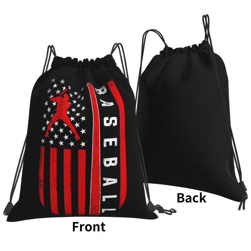 AIMASTZ American Baseball Flag Unisex Drawstring Backpack Bag Sport Gym Swim Travel Sackpack