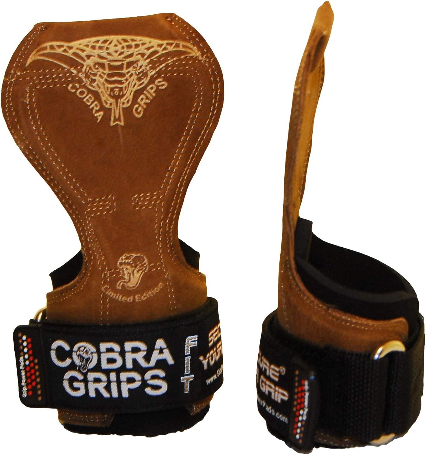 Cobra Grips FIT Leather Weight Lifting Gloves - Heavy Duty Straps for Deadlifts | Adjustable Neoprene Padding