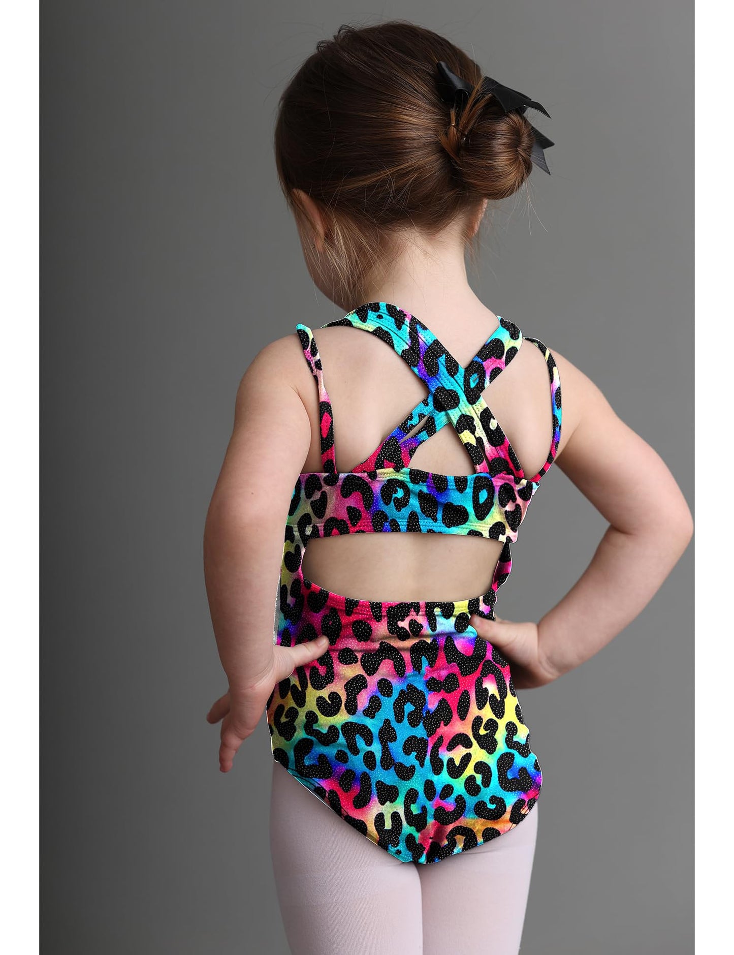 Arshiner Girls Ballet Leotards Toddler Sleeveless Crisscross Back Dance Clothes,Color leopard print,8-9 Years