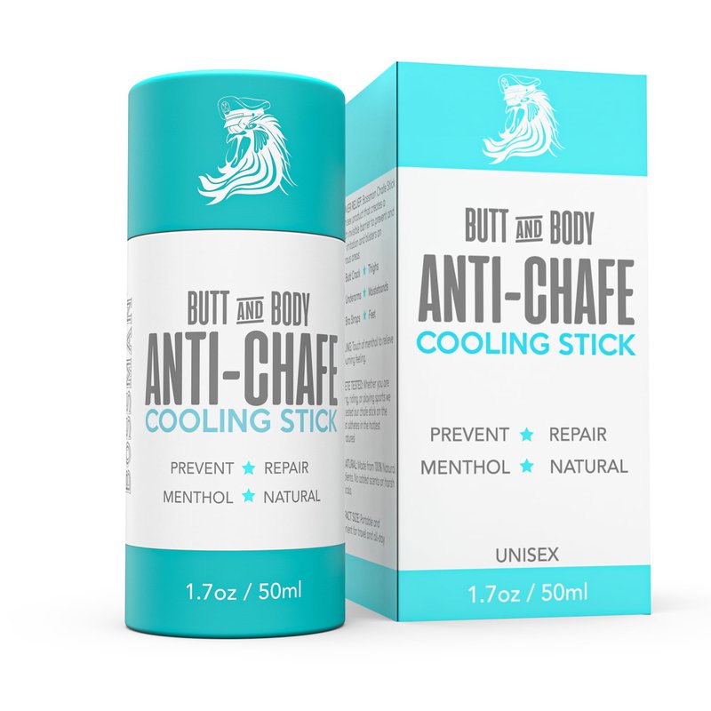 Bossman Butt & Body Cooling Anti-Chafe Stick with Menthol, 1.7 oz. – Unisex No Chafing Stick for Thighs, Underarms, Feet, Butt – Preventing, Moisturizing, Repairing, Portable – Made in USA