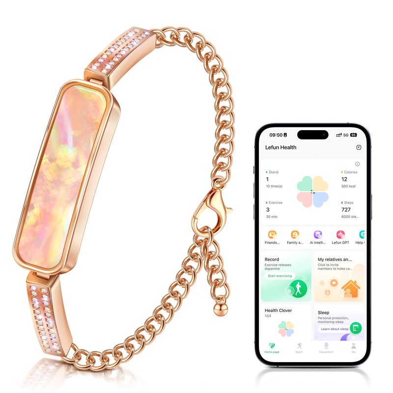 DOSUKE Fitness Tracker Bracelet for Women, Heart Rate & Blood Pressure Monitor Oxygen Sleep & Activity Tracker Step & Calorie Counter Stylish Smart Bracelet, Compatible with iOS & Android (Rose Gold)