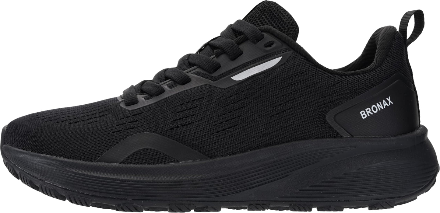 BRONAX Wide Toe Box Shoes for Men Lightweight Road Running Training Cushioning Athletics Sneakers Size 10w Lace up Breathable Walking Gym Sports Footwear All Black 44