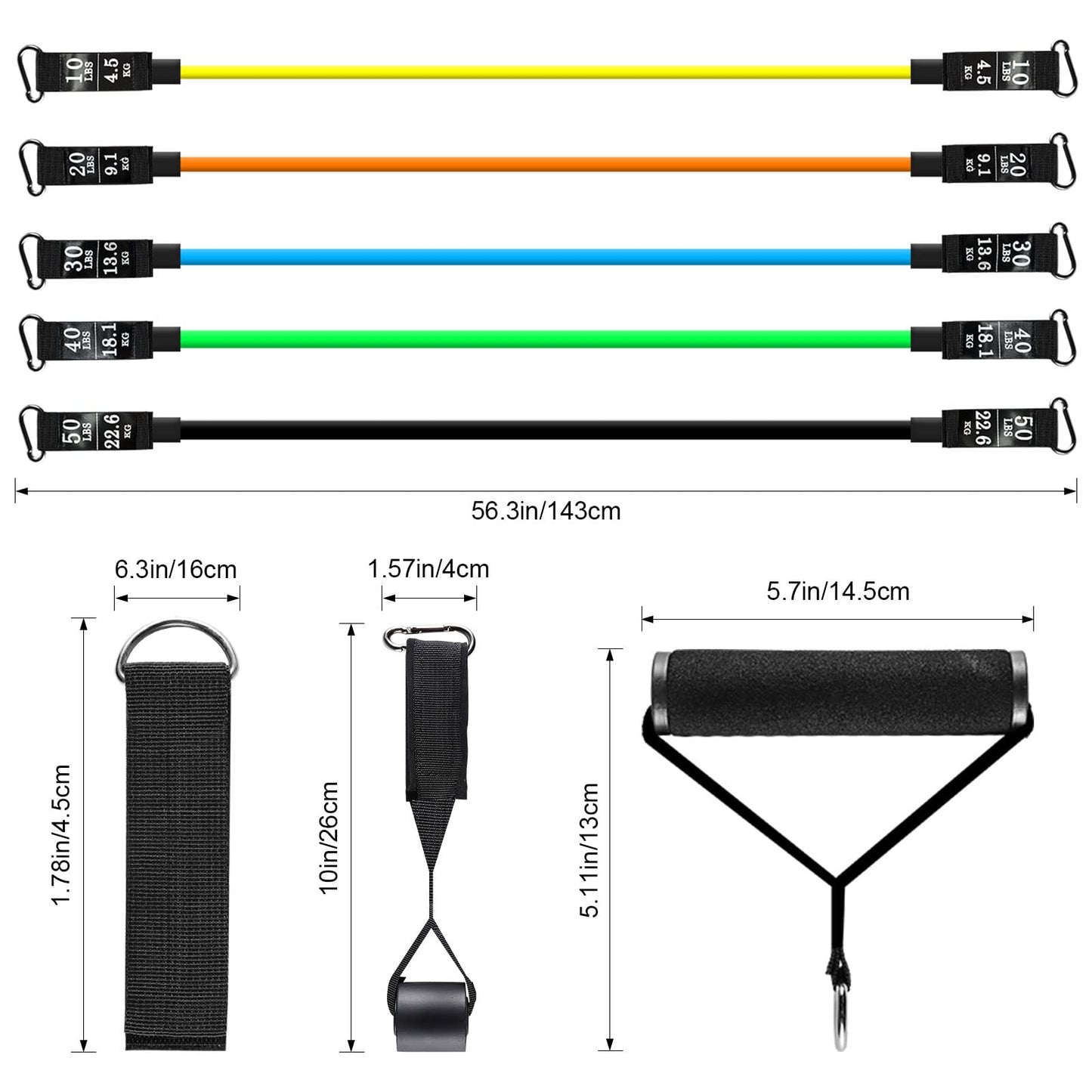 Resistance Bands Set, Himaly Exercise Bands Strength Training Fitness Bands Workout Bands Resistance Elastic Bands with Legs Ankle Straps, Door Anchor, Handles & Carry Bag for Home Outdoor Workouts